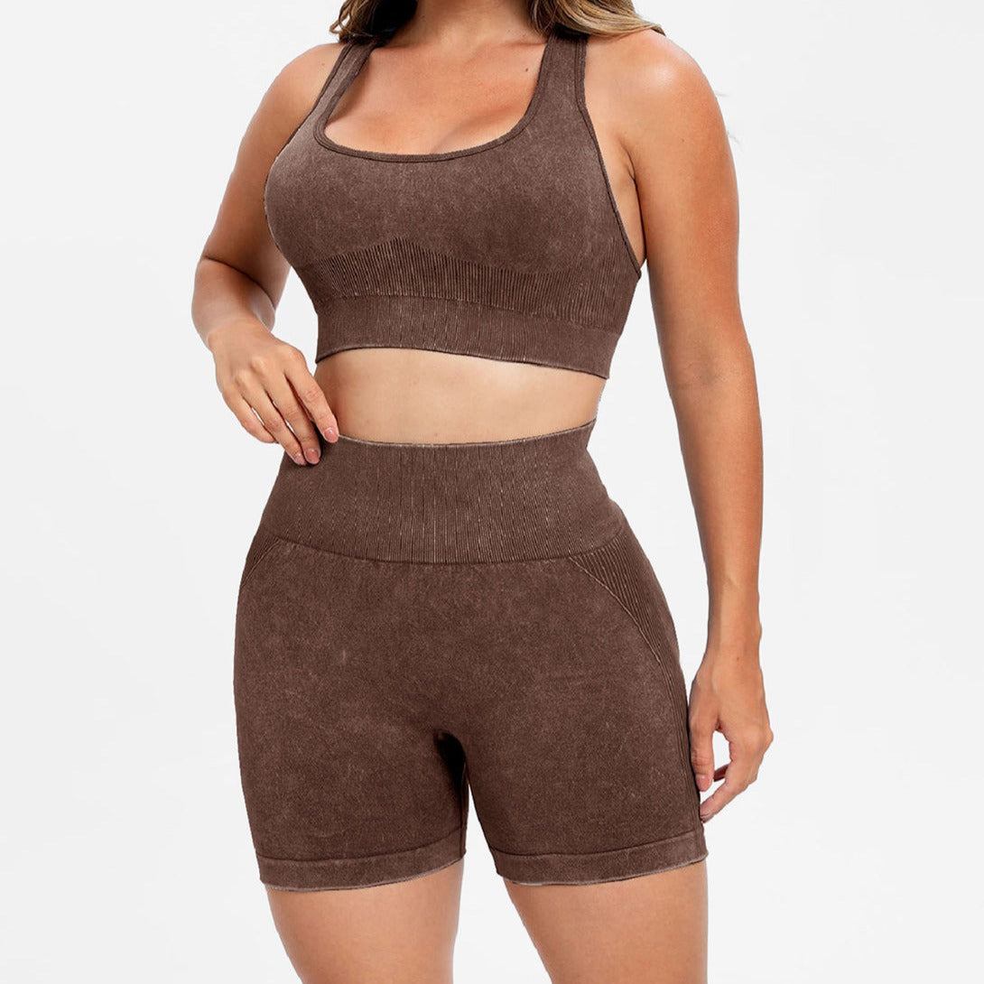 Scoop Neck Wide Strap Top and Shorts Active Set